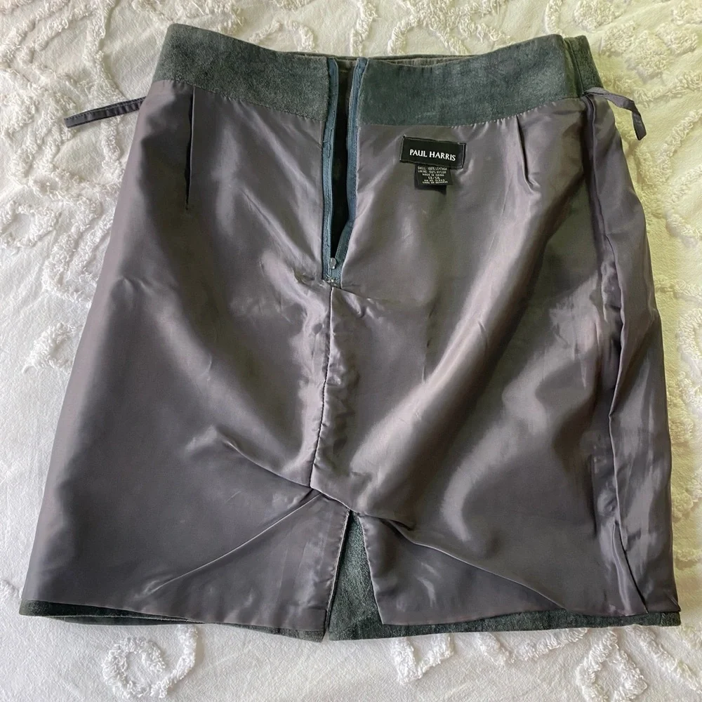 VTG Paul Harris Gray Suede Leather Skirt